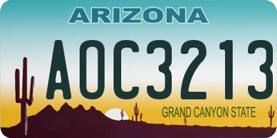 AZ license plate AOC3213
