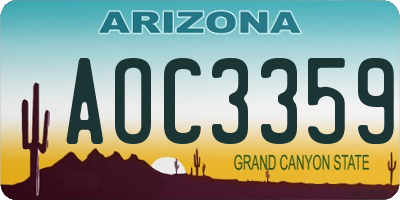 AZ license plate AOC3359
