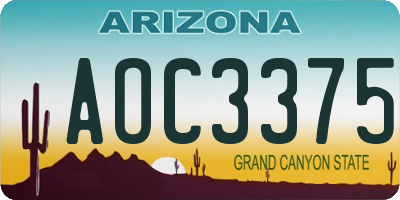 AZ license plate AOC3375