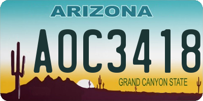 AZ license plate AOC3418