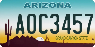 AZ license plate AOC3457