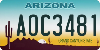 AZ license plate AOC3481