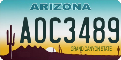 AZ license plate AOC3489