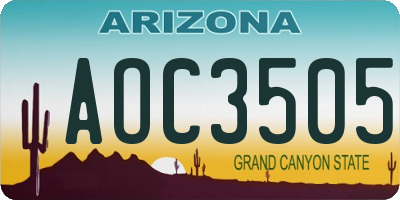 AZ license plate AOC3505