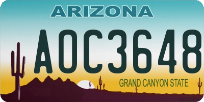 AZ license plate AOC3648