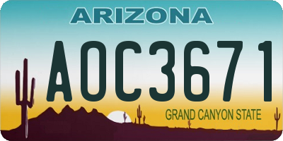 AZ license plate AOC3671