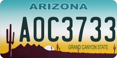 AZ license plate AOC3733