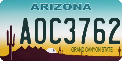 AZ license plate AOC3762