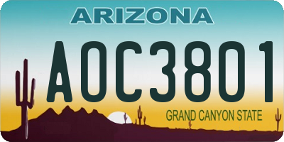 AZ license plate AOC3801