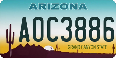 AZ license plate AOC3886
