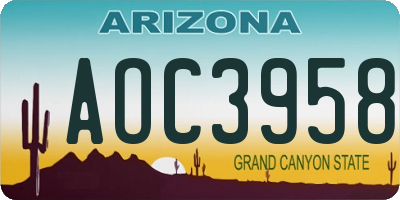 AZ license plate AOC3958