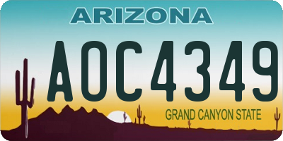 AZ license plate AOC4349
