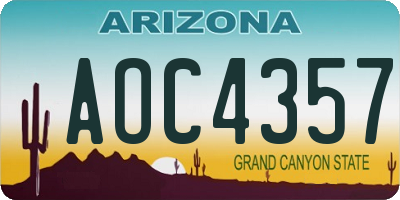 AZ license plate AOC4357