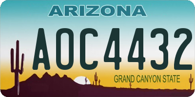AZ license plate AOC4432
