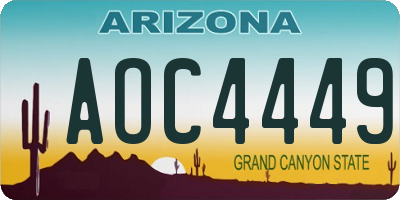AZ license plate AOC4449