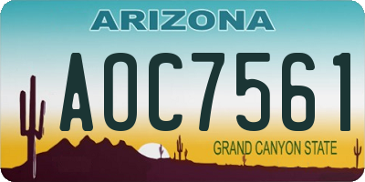 AZ license plate AOC7561