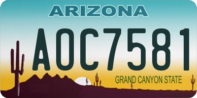 AZ license plate AOC7581