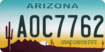 AZ license plate AOC7762