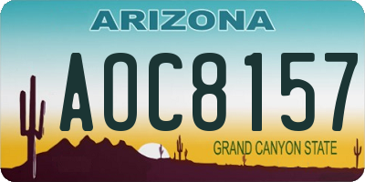 AZ license plate AOC8157
