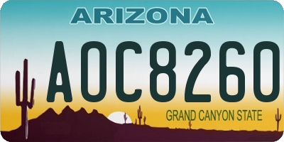 AZ license plate AOC8260