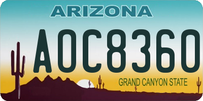 AZ license plate AOC8360