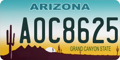 AZ license plate AOC8625