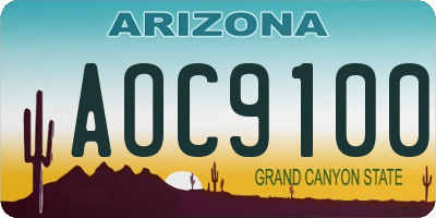 AZ license plate AOC9100