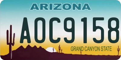 AZ license plate AOC9158