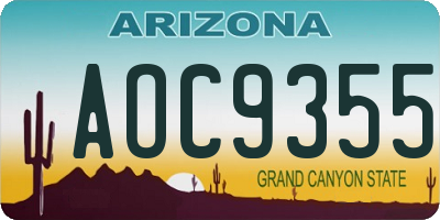 AZ license plate AOC9355