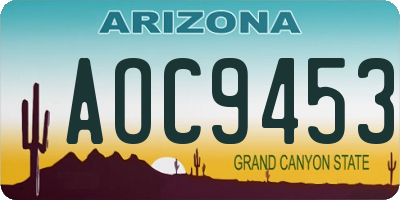 AZ license plate AOC9453