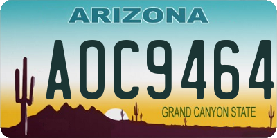 AZ license plate AOC9464