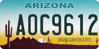 AZ license plate AOC9612