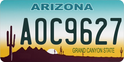 AZ license plate AOC9627