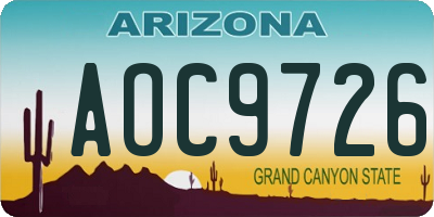 AZ license plate AOC9726