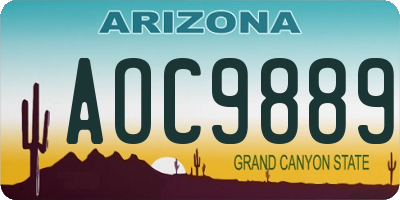 AZ license plate AOC9889