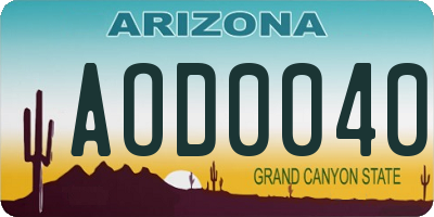 AZ license plate AOD0040