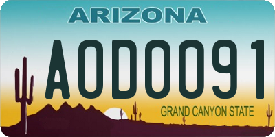AZ license plate AOD0091