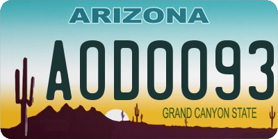 AZ license plate AOD0093