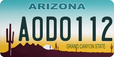 AZ license plate AOD0112