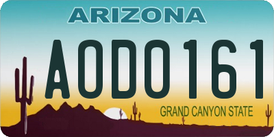 AZ license plate AOD0161
