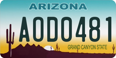 AZ license plate AOD0481