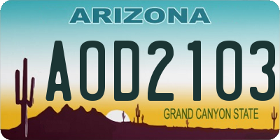 AZ license plate AOD2103