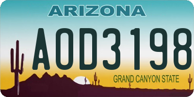 AZ license plate AOD3198