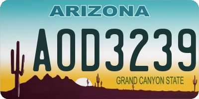 AZ license plate AOD3239