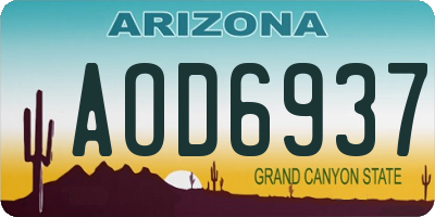 AZ license plate AOD6937