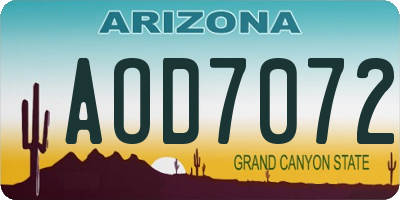AZ license plate AOD7072
