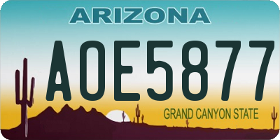 AZ license plate AOE5877