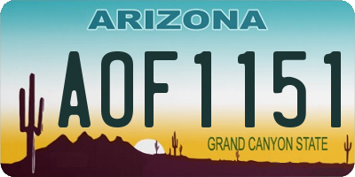 AZ license plate AOF1151