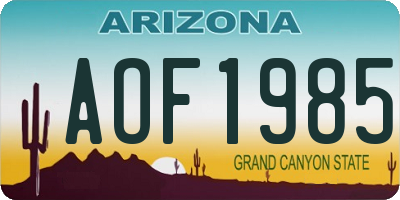 AZ license plate AOF1985