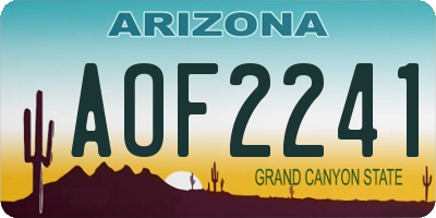 AZ license plate AOF2241
